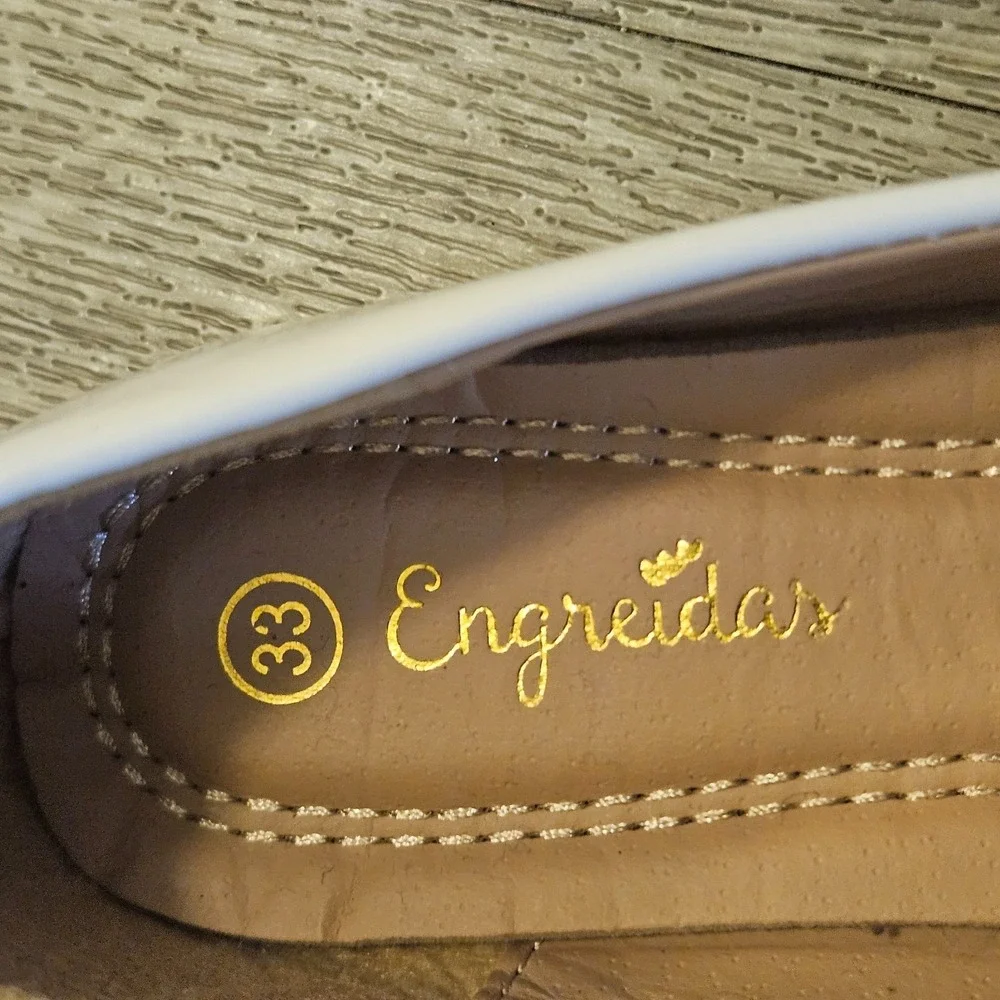 Engreida's Girls‎ White Bow Round Toe Ballet Flats Slip On Size 33